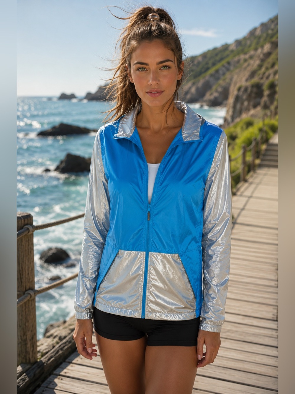 Blue and Silver Women's Jacket